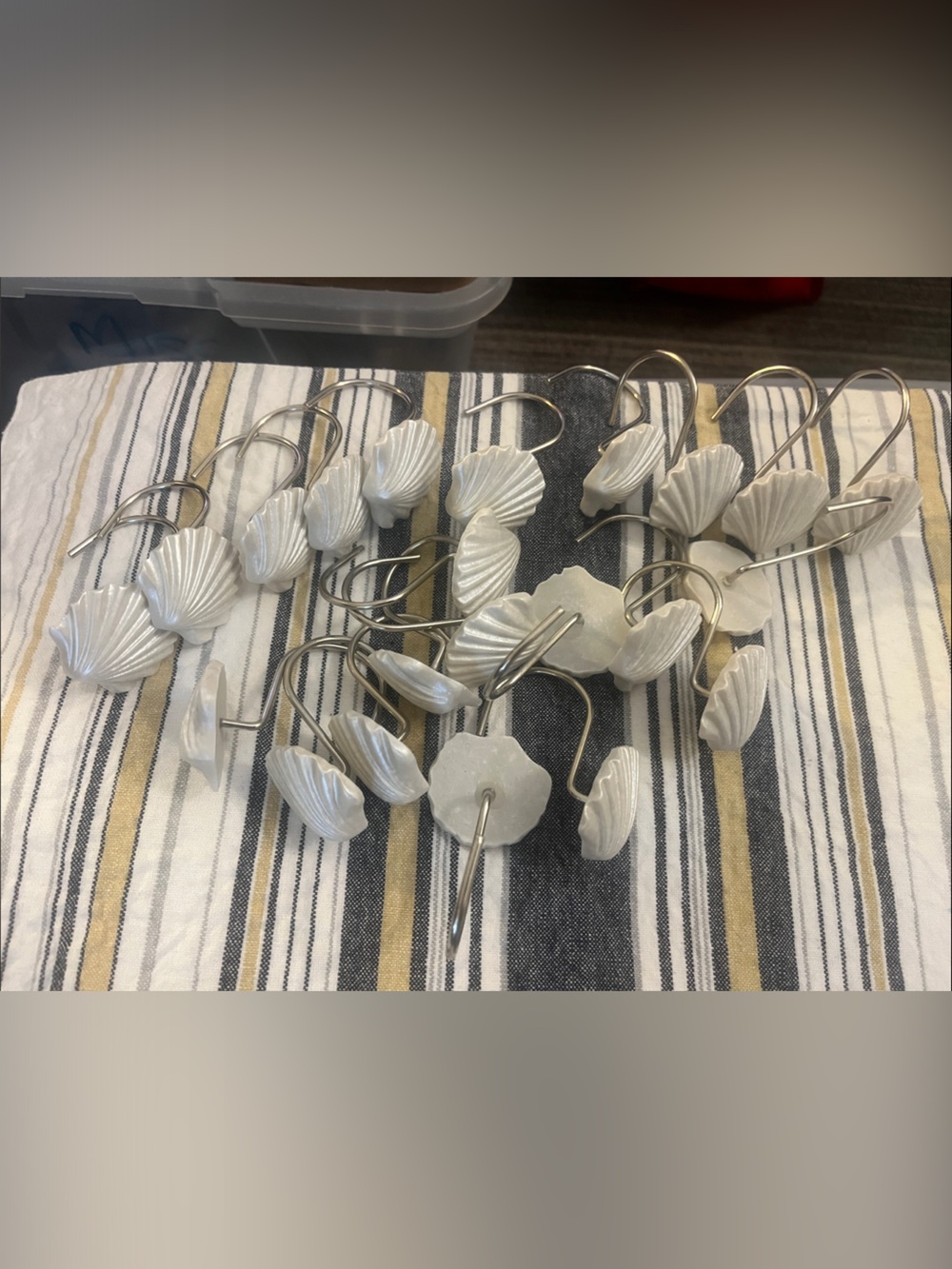 Pearl White Shell Shower Curtain Hooks Set of 22 #153